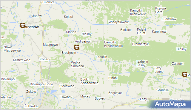 mapa Lasocin gmina Brochów, Lasocin gmina Brochów na mapie Targeo