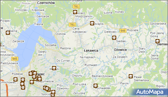 mapa Łękawica powiat żywiecki, Łękawica powiat żywiecki na mapie Targeo