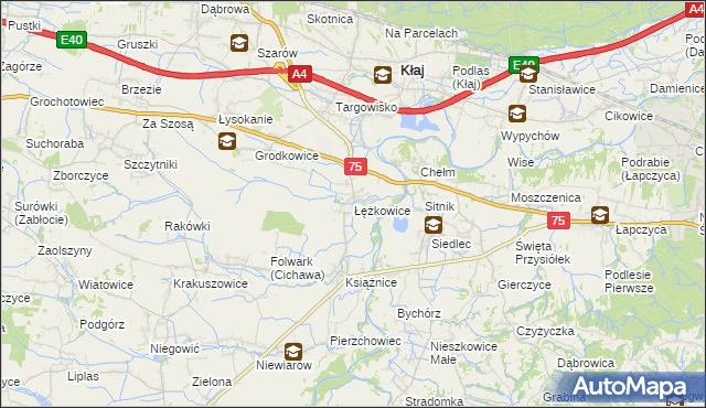 mapa Łężkowice, Łężkowice na mapie Targeo