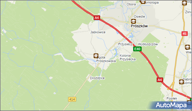 mapa Ligota Prószkowska, Ligota Prószkowska na mapie Targeo