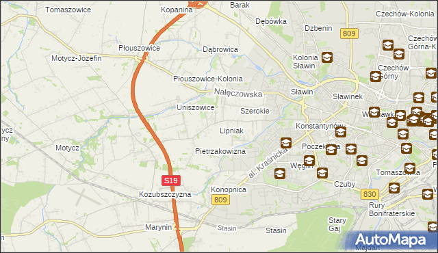 mapa Lipniak gmina Konopnica, Lipniak gmina Konopnica na mapie Targeo