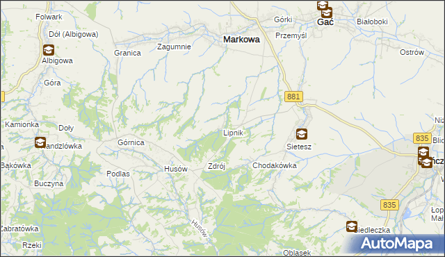 mapa Lipnik gmina Kańczuga, Lipnik gmina Kańczuga na mapie Targeo