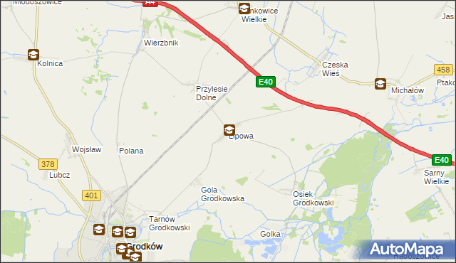 mapa Lipowa gmina Grodków, Lipowa gmina Grodków na mapie Targeo