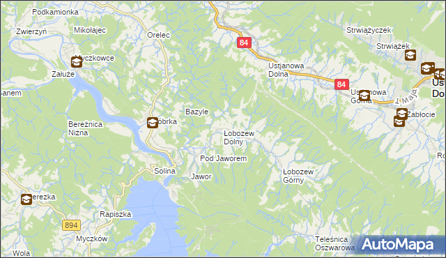 mapa Łobozew Dolny, Łobozew Dolny na mapie Targeo