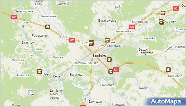 mapa Łochów powiat węgrowski, Łochów powiat węgrowski na mapie Targeo