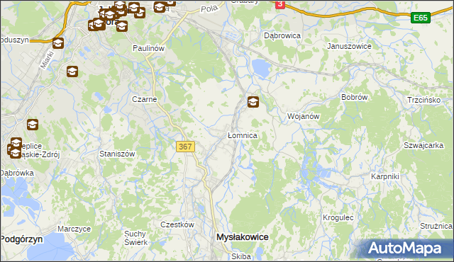 mapa Łomnica gmina Mysłakowice, Łomnica gmina Mysłakowice na mapie Targeo
