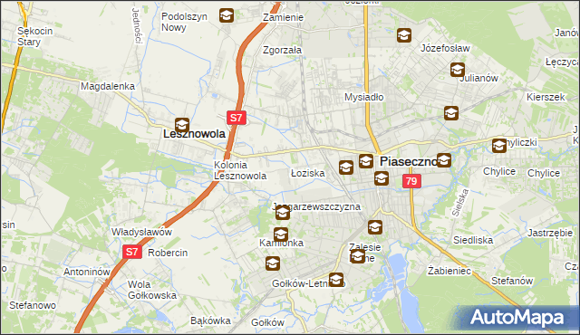 mapa Łoziska, Łoziska na mapie Targeo