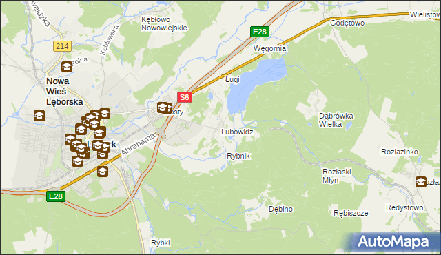 mapa Lubowidz gmina Nowa Wieś Lęborska, Lubowidz gmina Nowa Wieś Lęborska na mapie Targeo