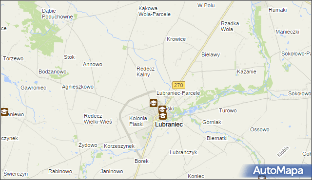 mapa Lubraniec-Parcele, Lubraniec-Parcele na mapie Targeo
