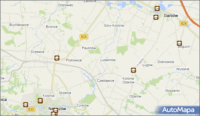 mapa Ludwinów gmina Nałęczów, Ludwinów gmina Nałęczów na mapie Targeo