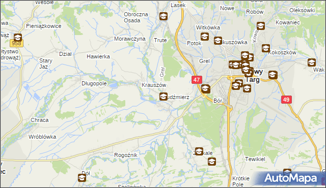 mapa Ludźmierz, Ludźmierz na mapie Targeo