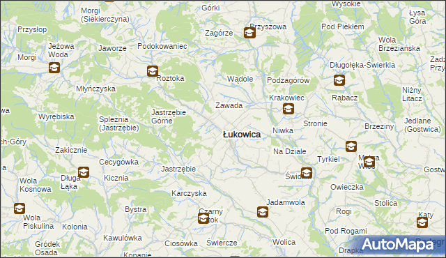 mapa Łukowica, Łukowica na mapie Targeo