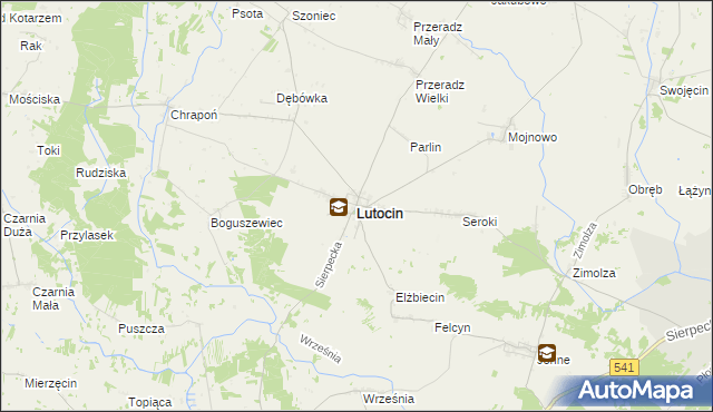 mapa Lutocin, Lutocin na mapie Targeo