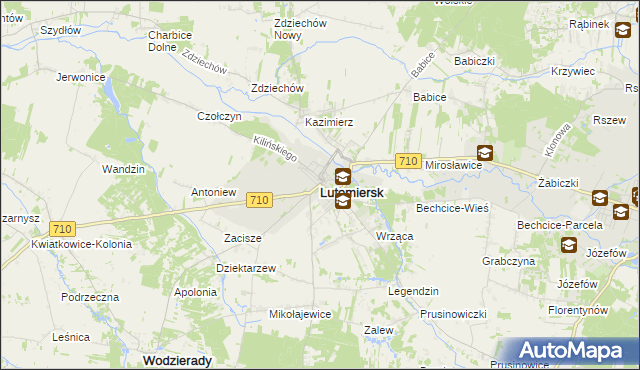 mapa Lutomiersk, Lutomiersk na mapie Targeo