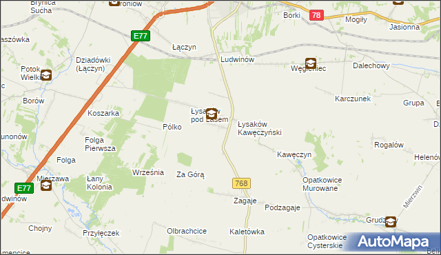 mapa Łysaków Drugi, Łysaków Drugi na mapie Targeo