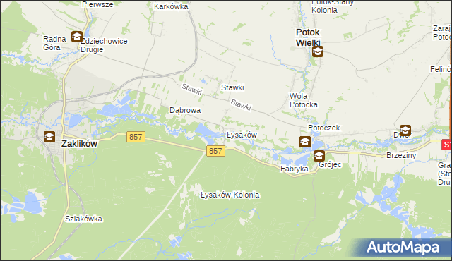 mapa Łysaków gmina Zaklików, Łysaków gmina Zaklików na mapie Targeo