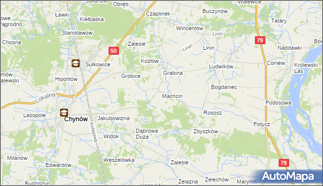 mapa Machcin gmina Chynów, Machcin gmina Chynów na mapie Targeo