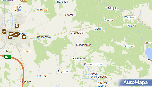 mapa Magdaleniec gmina Nidzica, Magdaleniec gmina Nidzica na mapie Targeo
