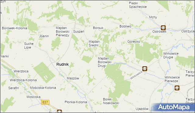 mapa Majdan Borowski Drugi, Majdan Borowski Drugi na mapie Targeo