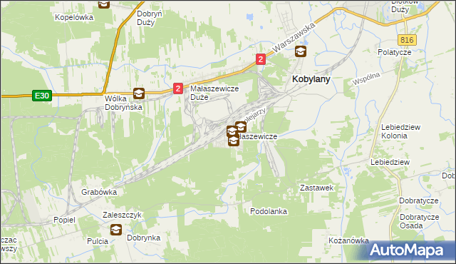 mapa Małaszewicze, Małaszewicze na mapie Targeo