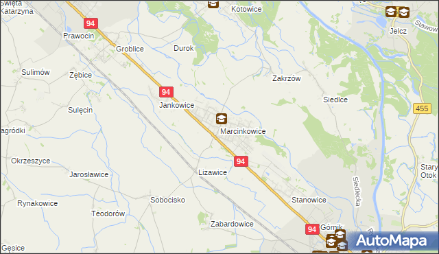 mapa Marcinkowice gmina Oława, Marcinkowice gmina Oława na mapie Targeo