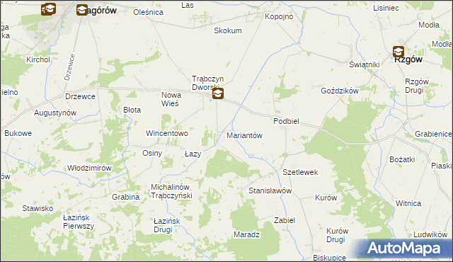 mapa Mariantów gmina Zagórów, Mariantów gmina Zagórów na mapie Targeo