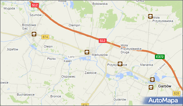 mapa Markuszów, Markuszów na mapie Targeo