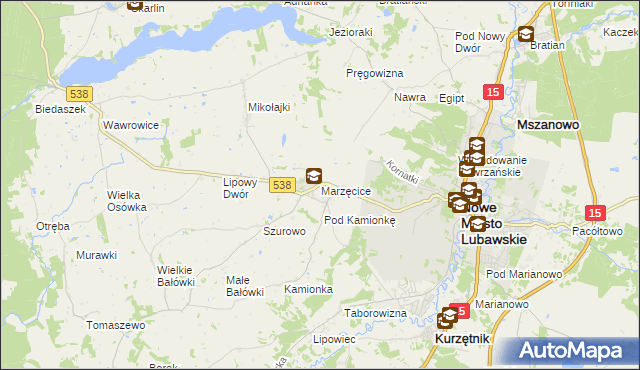 mapa Marzęcice gmina Kurzętnik, Marzęcice gmina Kurzętnik na mapie Targeo