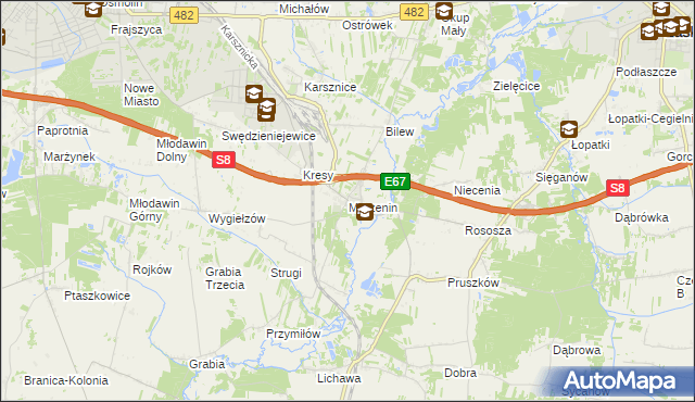 mapa Marzenin gmina Sędziejowice, Marzenin gmina Sędziejowice na mapie Targeo