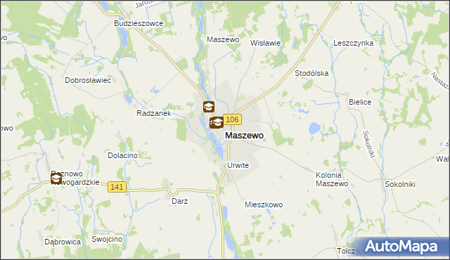 mapa Maszewo powiat goleniowski, Maszewo powiat goleniowski na mapie Targeo