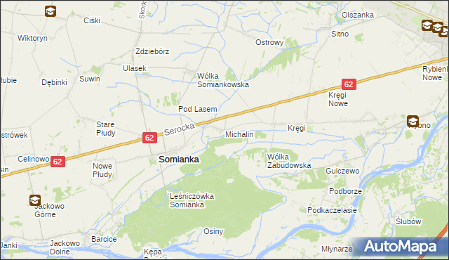 mapa Michalin gmina Somianka, Michalin gmina Somianka na mapie Targeo