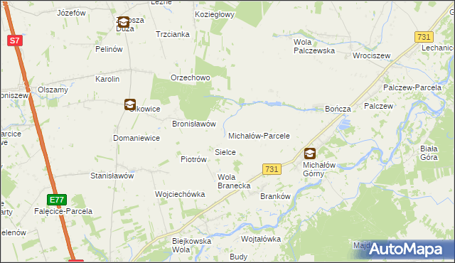 mapa Michałów-Parcele, Michałów-Parcele na mapie Targeo