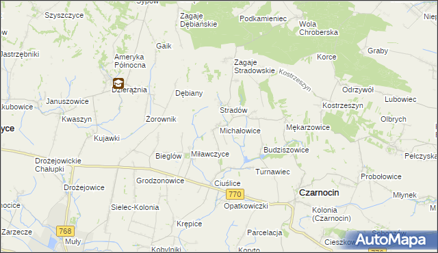 mapa Michałowice gmina Czarnocin, Michałowice gmina Czarnocin na mapie Targeo