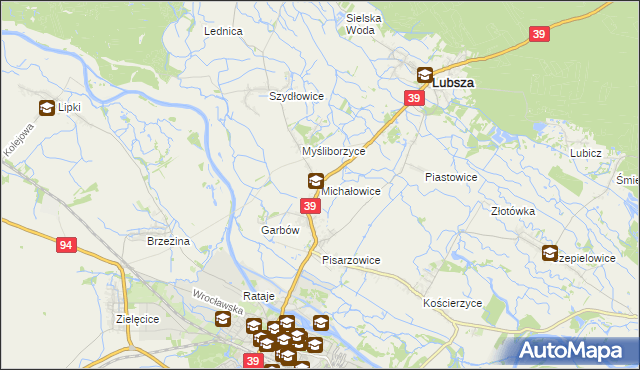 mapa Michałowice gmina Lubsza, Michałowice gmina Lubsza na mapie Targeo