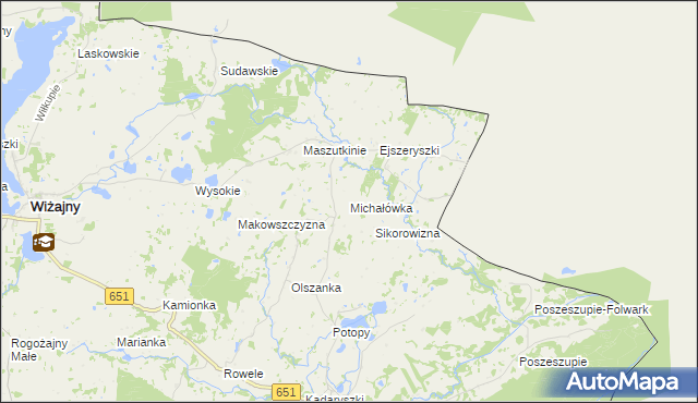 mapa Michałówka gmina Rutka-Tartak, Michałówka gmina Rutka-Tartak na mapie Targeo