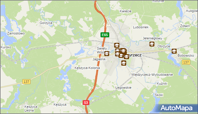 mapa Międzyrzecz powiat międzyrzecki, Międzyrzecz powiat międzyrzecki na mapie Targeo