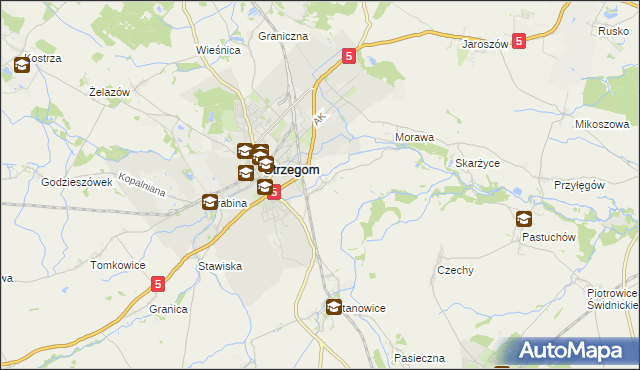 mapa Międzyrzecze gmina Strzegom, Międzyrzecze gmina Strzegom na mapie Targeo