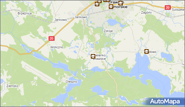 mapa Mielenko Drawskie, Mielenko Drawskie na mapie Targeo