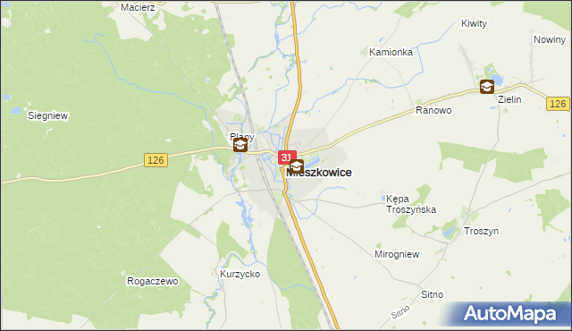 mapa Mieszkowice powiat gryfiński, Mieszkowice powiat gryfiński na mapie Targeo