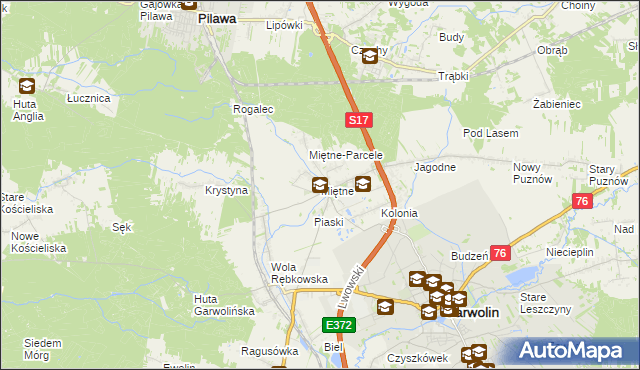 mapa Miętne, Miętne na mapie Targeo