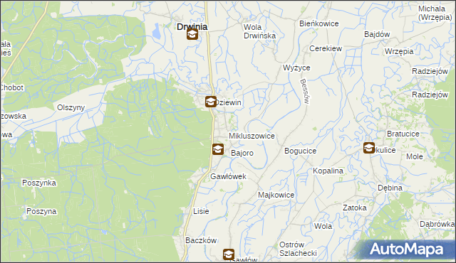 mapa Mikluszowice, Mikluszowice na mapie Targeo