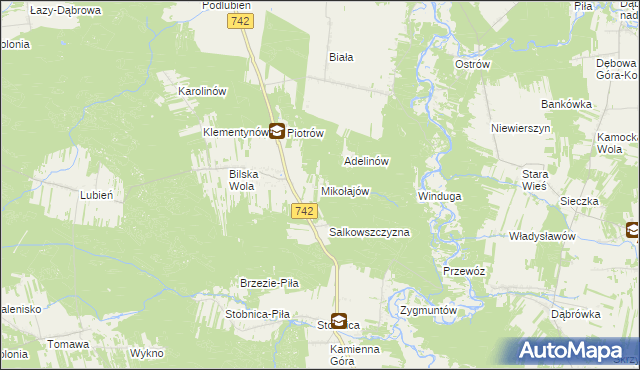 mapa Mikołajów gmina Sulejów, Mikołajów gmina Sulejów na mapie Targeo