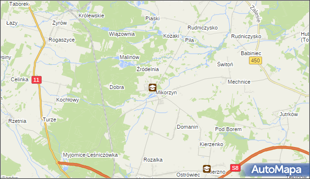 mapa Mikorzyn gmina Kępno, Mikorzyn gmina Kępno na mapie Targeo