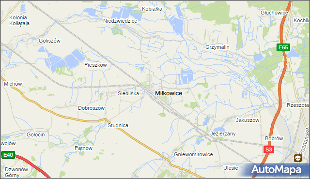 mapa Miłkowice powiat legnicki, Miłkowice powiat legnicki na mapie Targeo