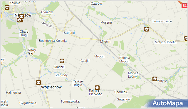 mapa Miłocin gmina Wojciechów, Miłocin gmina Wojciechów na mapie Targeo