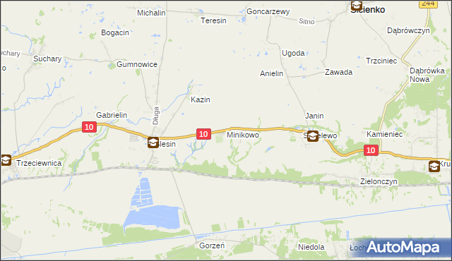 mapa Minikowo gmina Nakło nad Notecią, Minikowo gmina Nakło nad Notecią na mapie Targeo