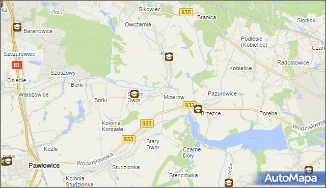 mapa Mizerów, Mizerów na mapie Targeo