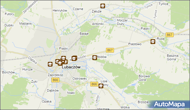 mapa Młodów gmina Lubaczów, Młodów gmina Lubaczów na mapie Targeo