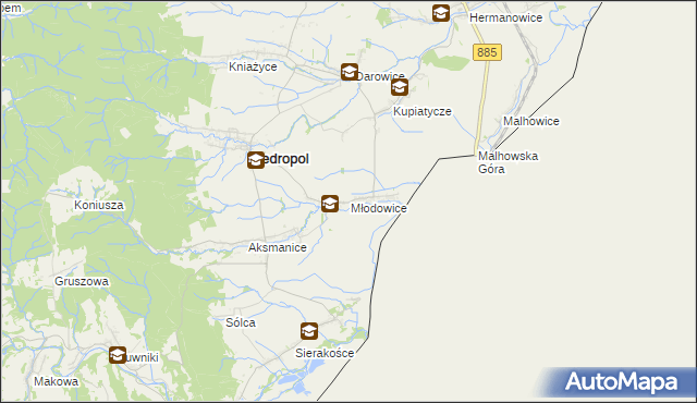 mapa Młodowice, Młodowice na mapie Targeo
