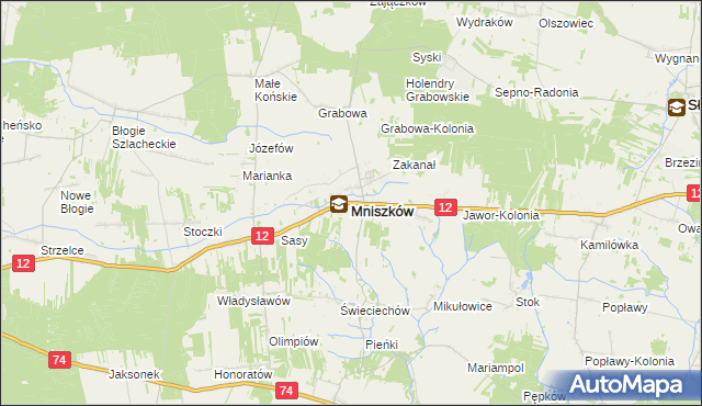 mapa Mniszków powiat opoczyński, Mniszków powiat opoczyński na mapie Targeo